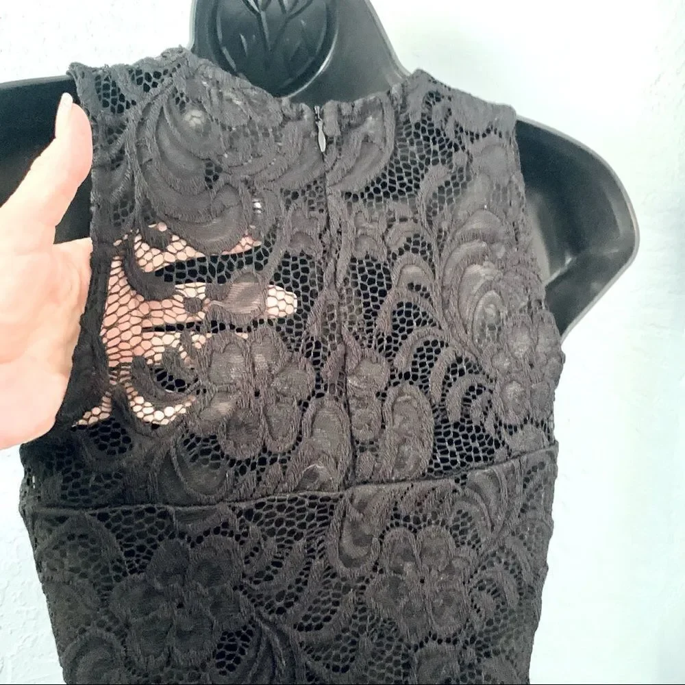 Ambiance Black Lace Overlay Midi Dress Size Small - Picture 12 of 15